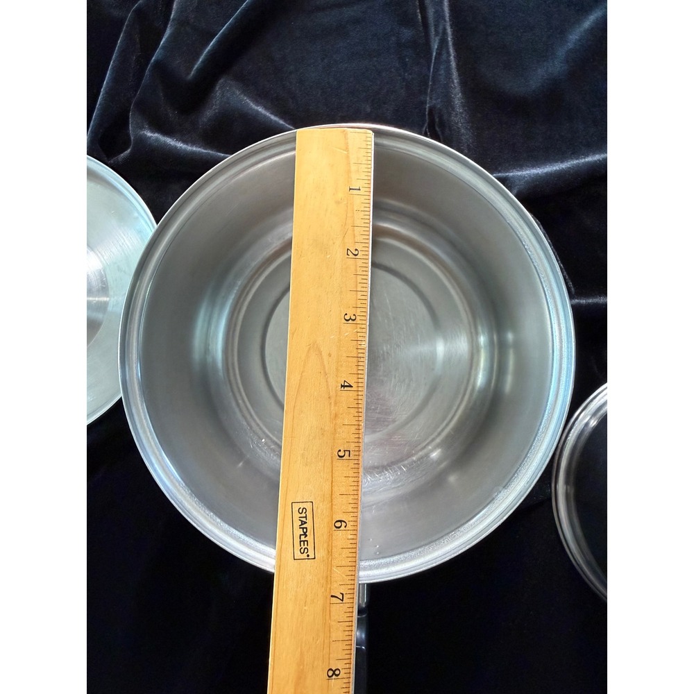 Vintage Eckoware Bottom Saucepan Set 2pc Stainless Steel Pots with Lids - Picture 5 of 10